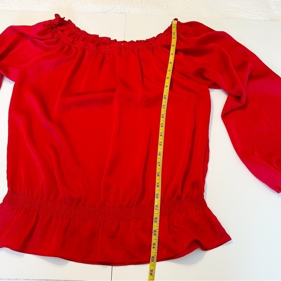 Michael MK Peplum Elastic Neck Long Sleeve Red Top - Large - Picture 8 of 9